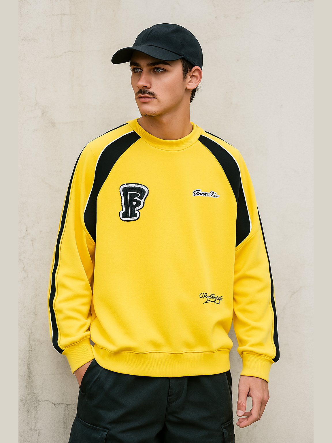 Contrast Panel Varsity-Inspired Sweatshirt