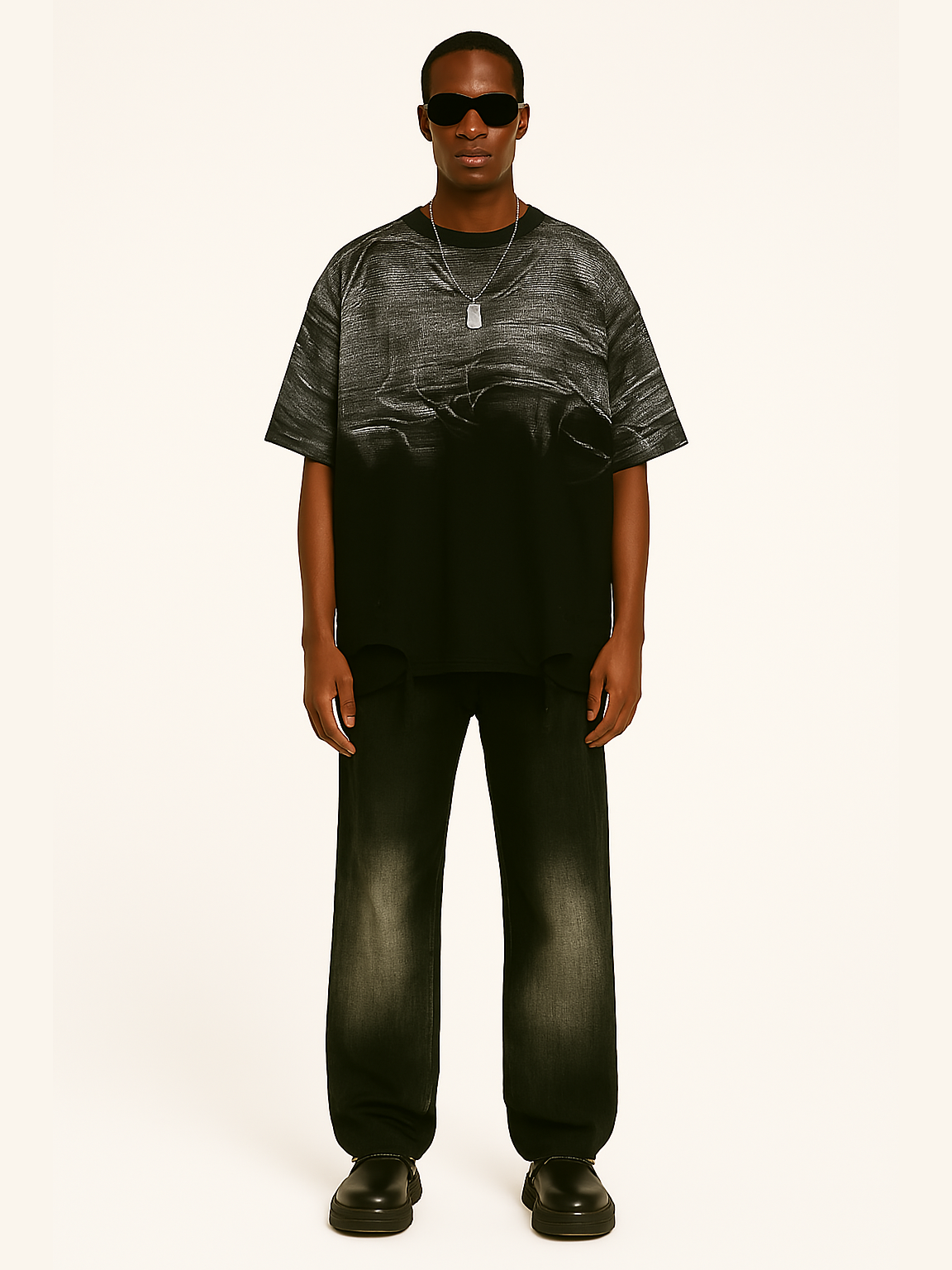 Torn Dimensions Acid-Washed Tee