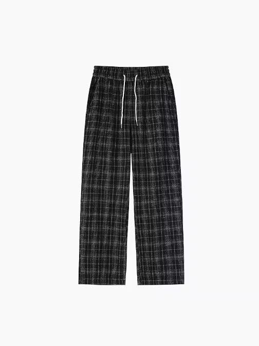 Relaxed Plaid Drawstring Pants