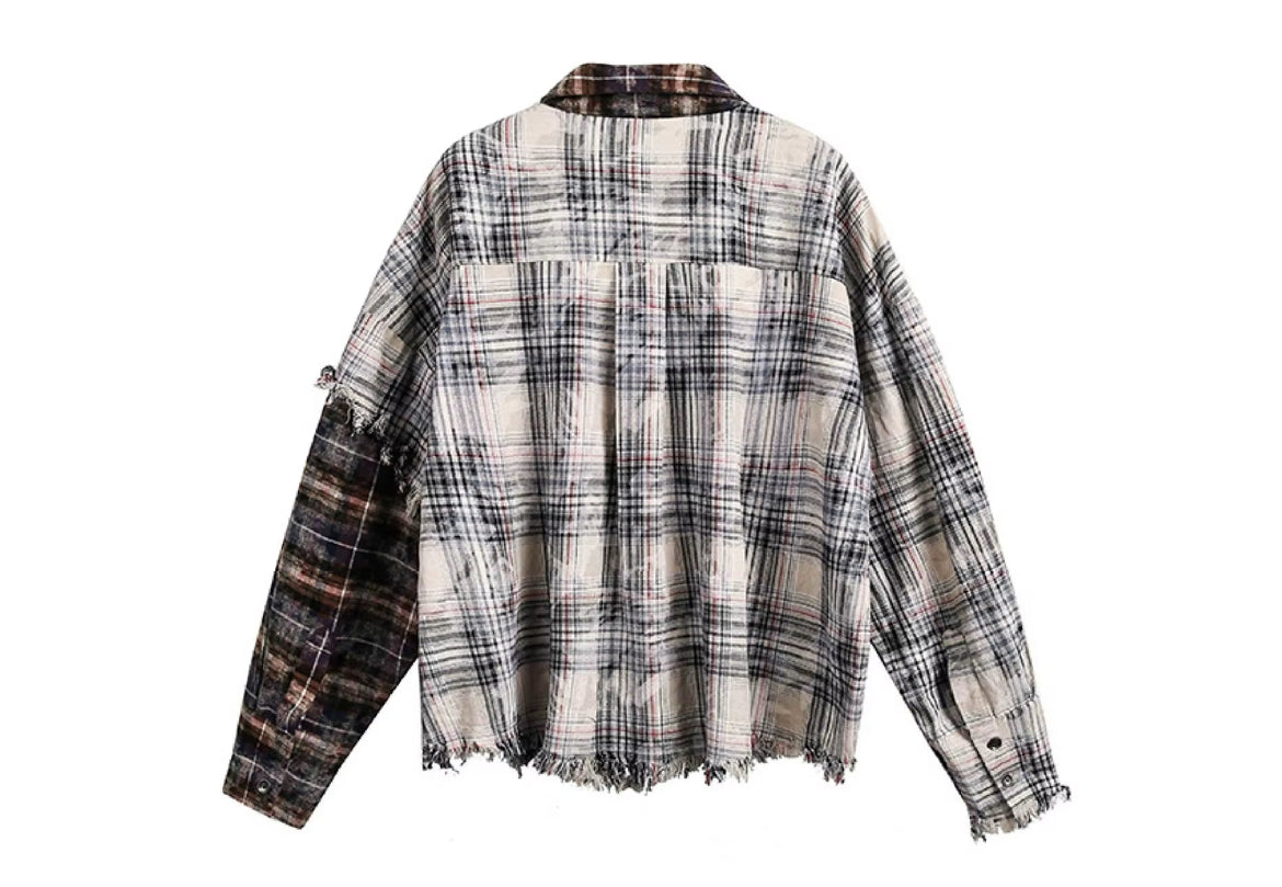 Patchwork Flannel Fringe Shirt