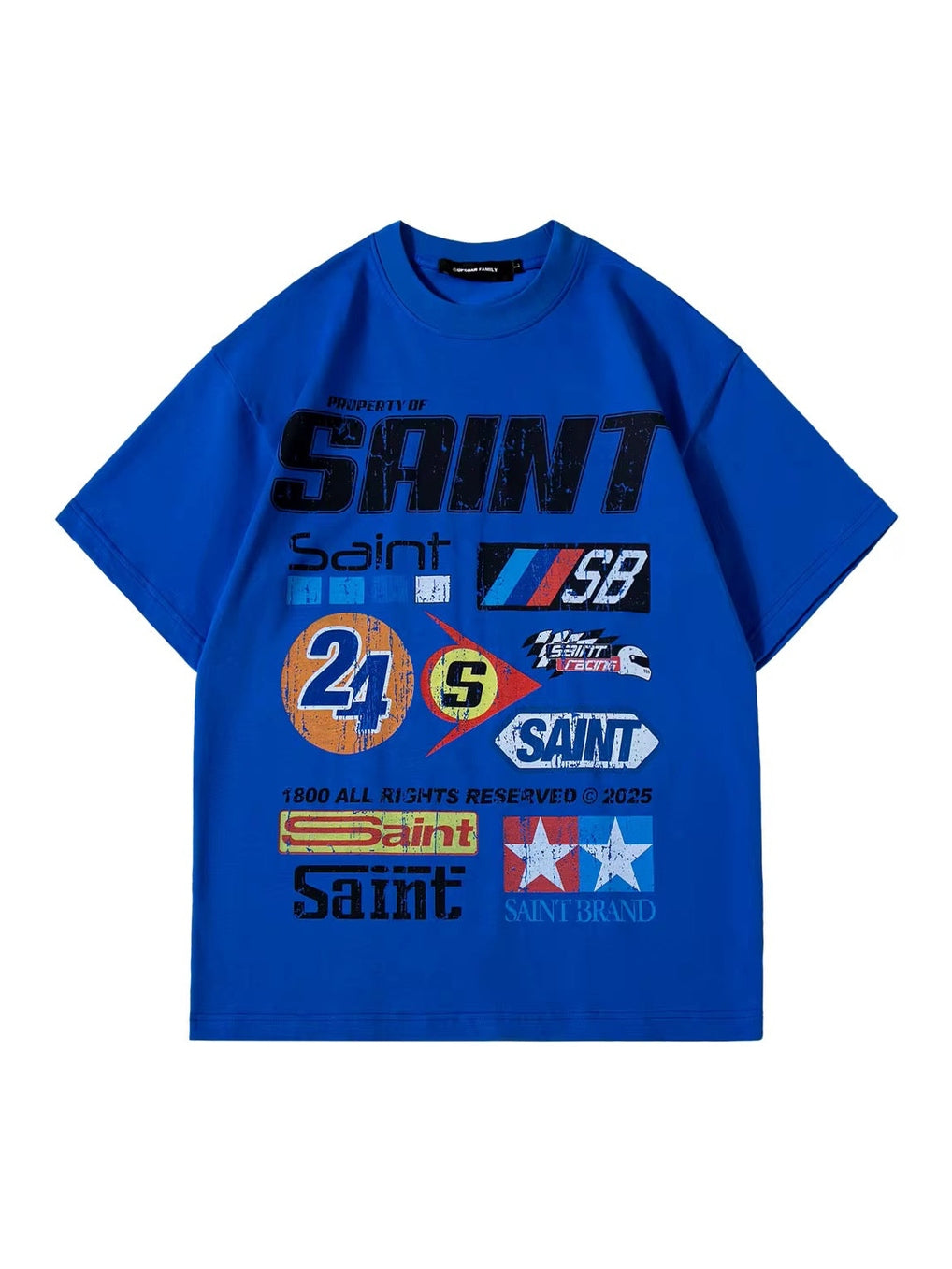 Royal Blue Racing Logo Tee – “Property of SAINT” Edition