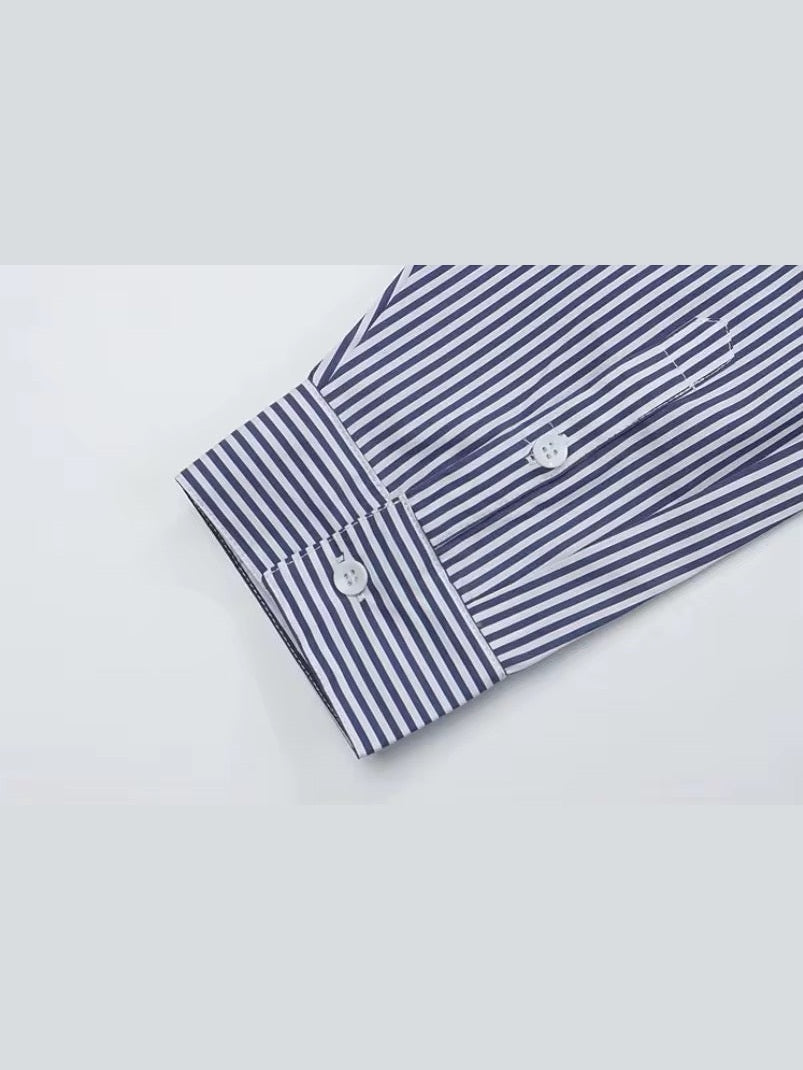 Patchwork Stripe Button-Up Shirt
