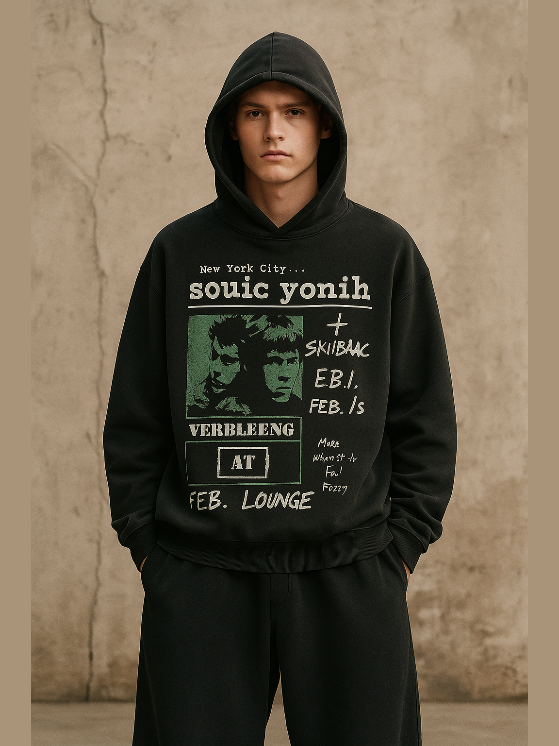 Vintage Punk Graphic Print Hoodie