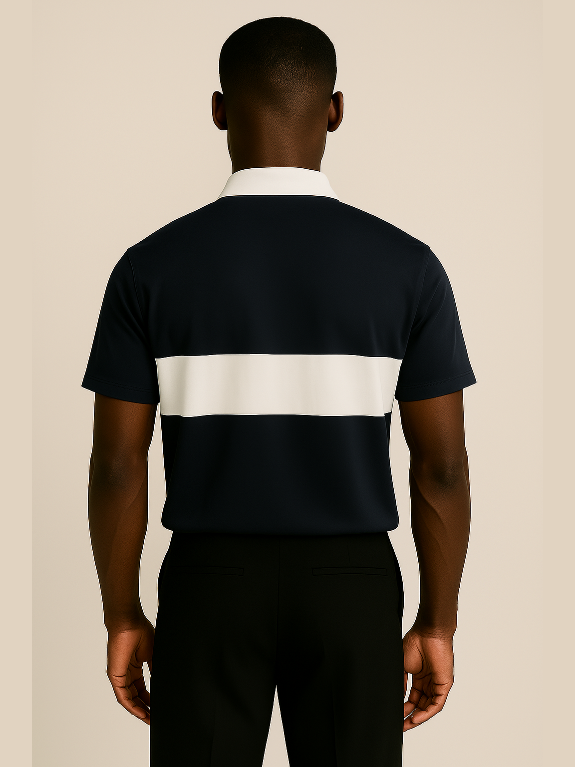 Colorblock Polo Shirt – Navy/White