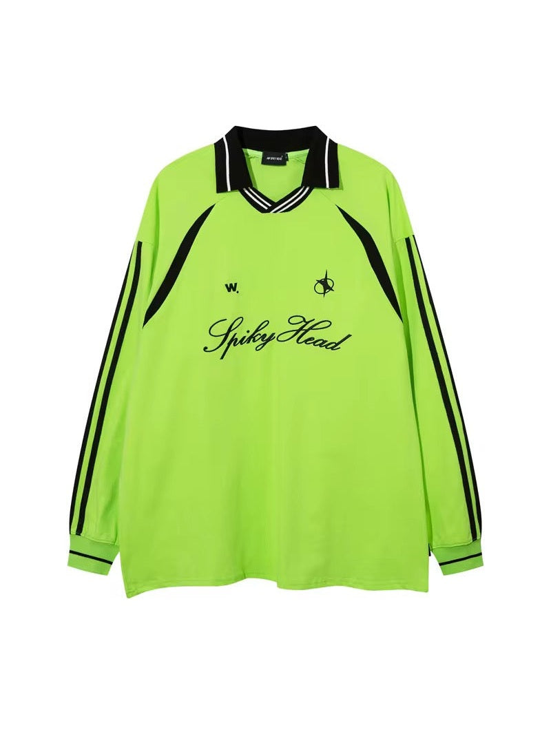 Spiky Head Retro Sports Jersey – Oversized Football-Inspired Shirt
