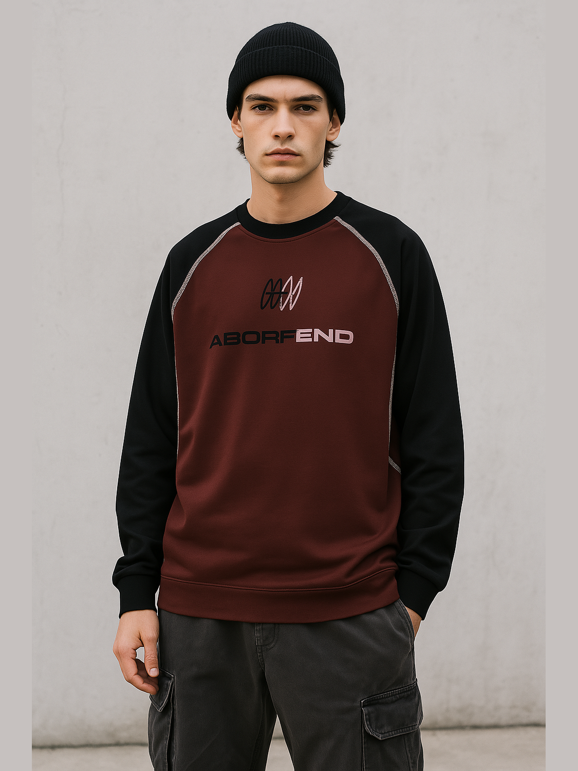 Minimalist Techwear Contrast Panel Sweatshirt