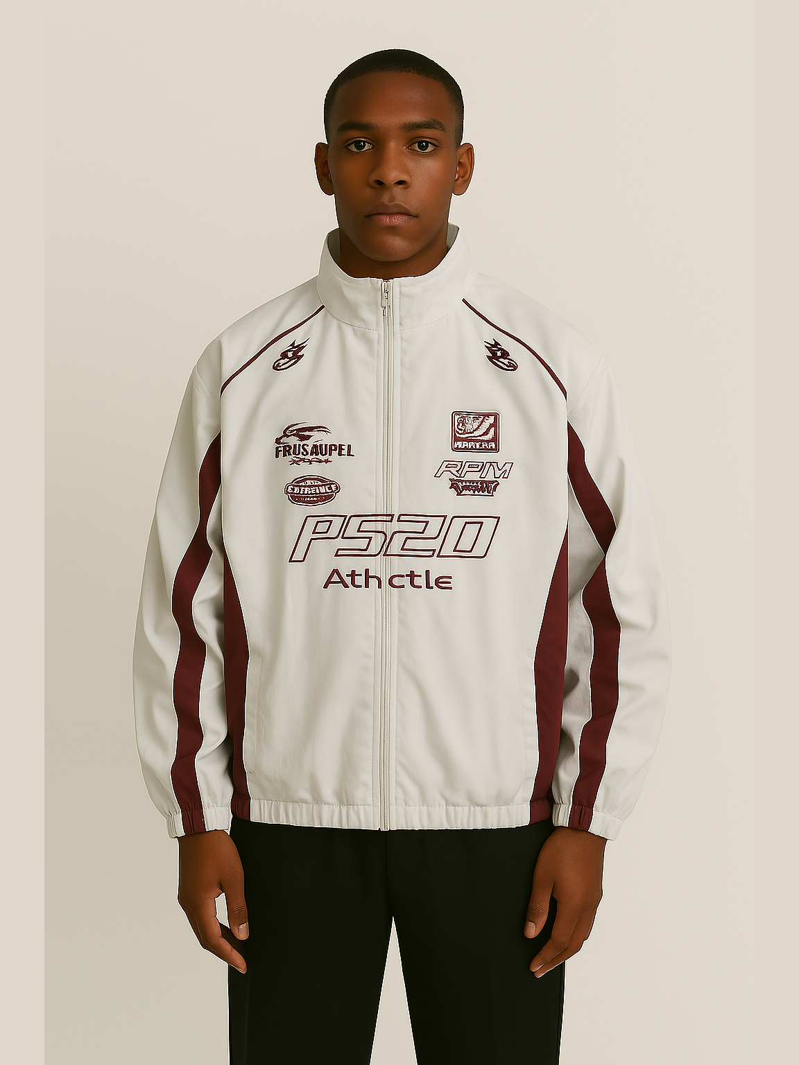 P520 “Athlete Division” Racing Jacket – Steel Blue / White Burgundy / Black White