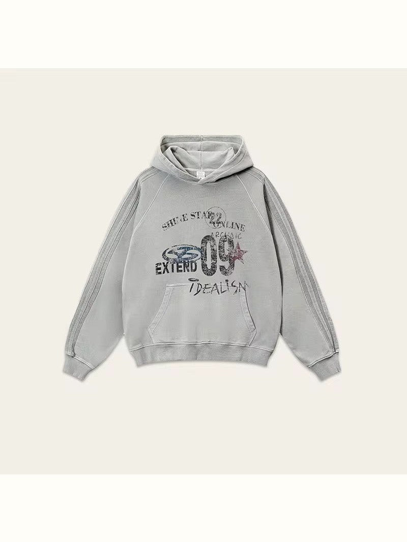 09 “IDEALISM” Graphic Hoodie – Washed Grey