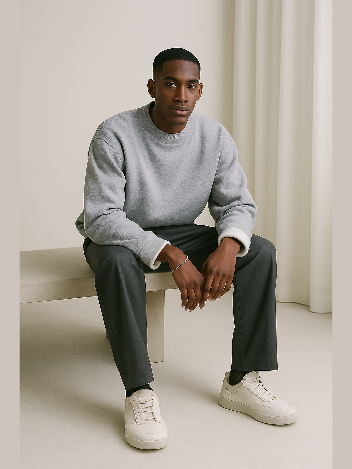Ultra-Warm Gray Turtleneck Fleece