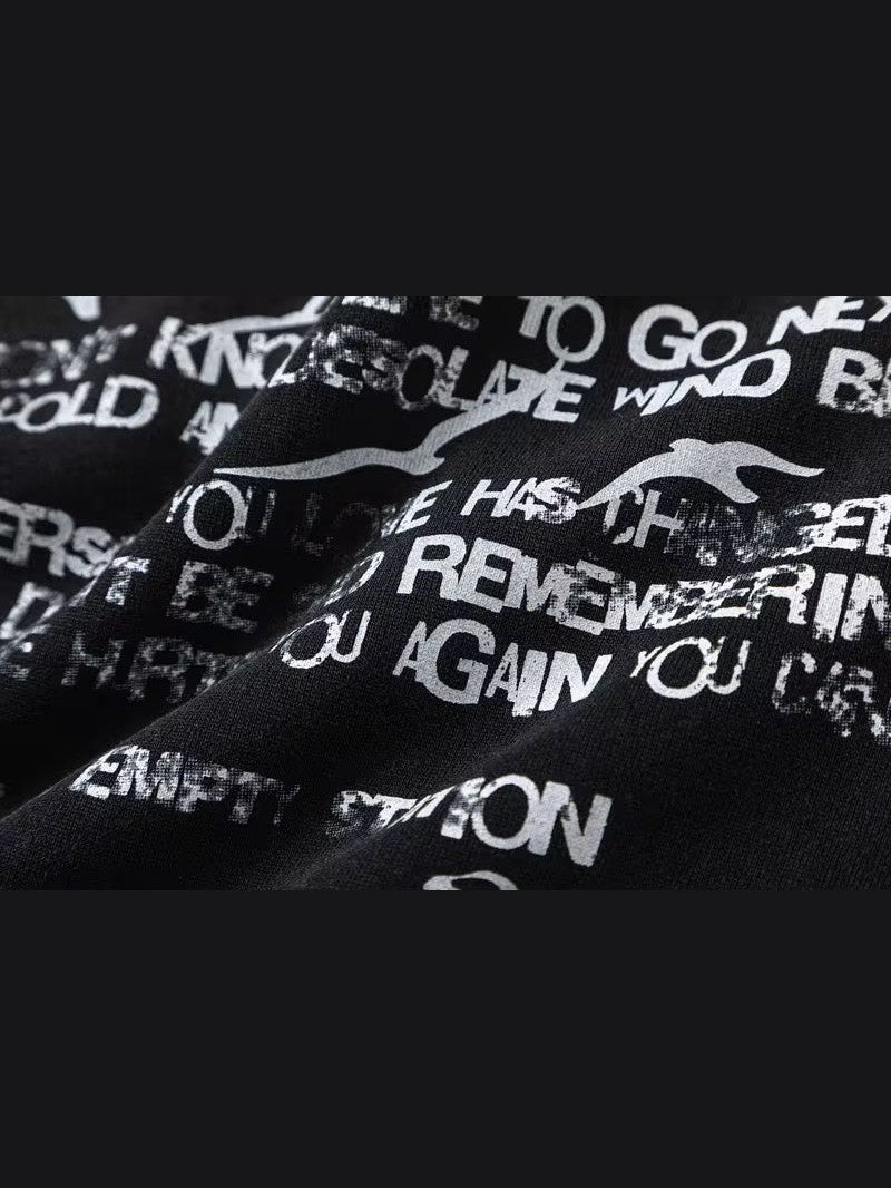 Grunge Text Graphic Zip-Up
