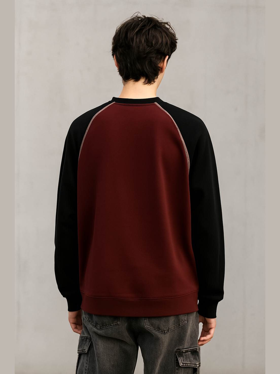 Minimalist Techwear Contrast Panel Sweatshirt