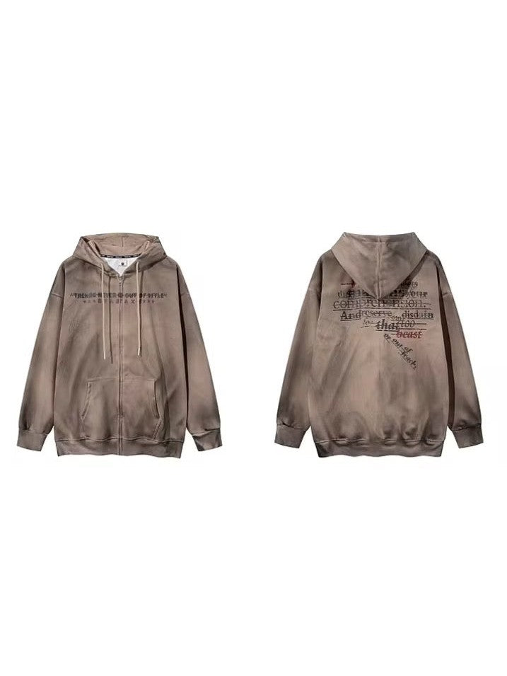 Faded Statement Zip Hoodie