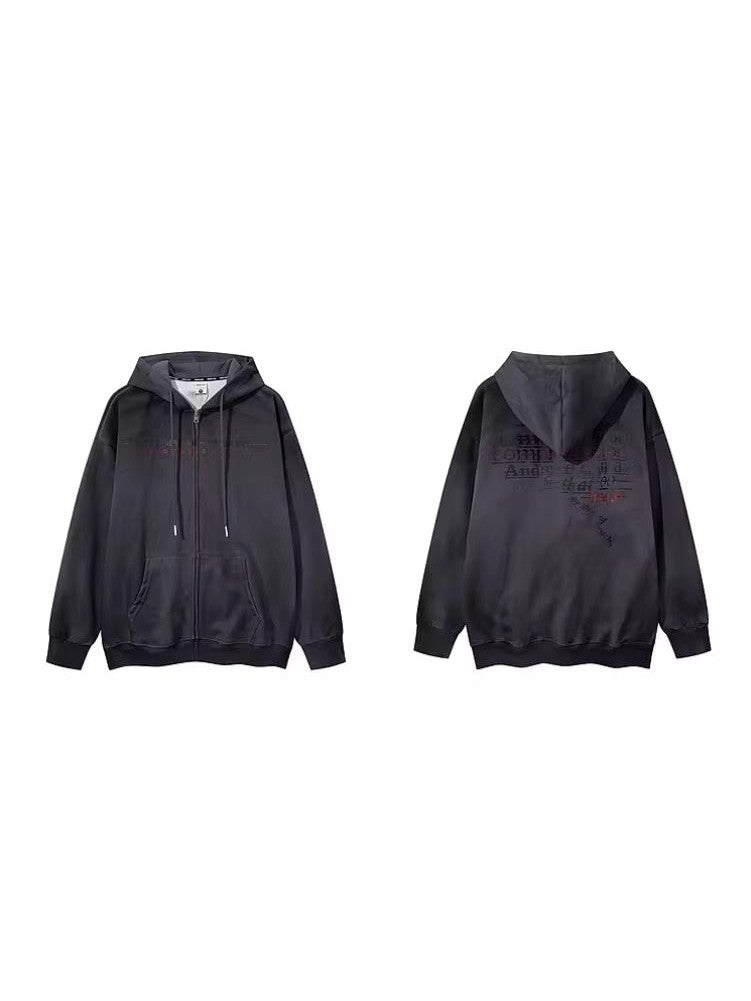 Faded Statement Zip Hoodie