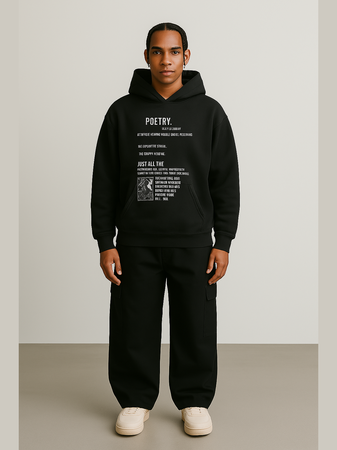 “Poetry Manifesto” Hoodie – Olive / Black / Heather Grey