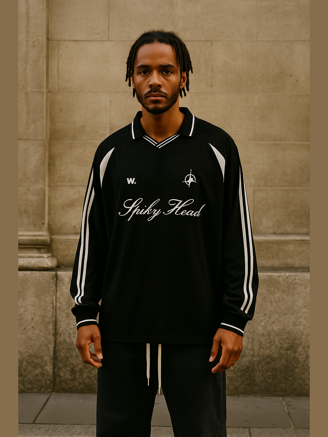 Spiky Head Retro Sports Jersey – Oversized Football-Inspired Shirt