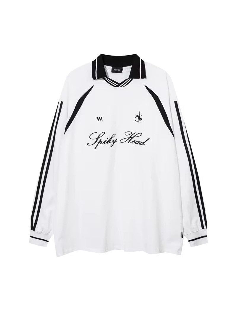 Spiky Head Retro Sports Jersey – Oversized Football-Inspired Shirt