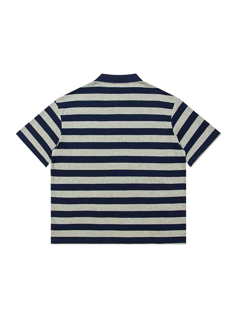 Striped Contrast Pocket Polo Shirt