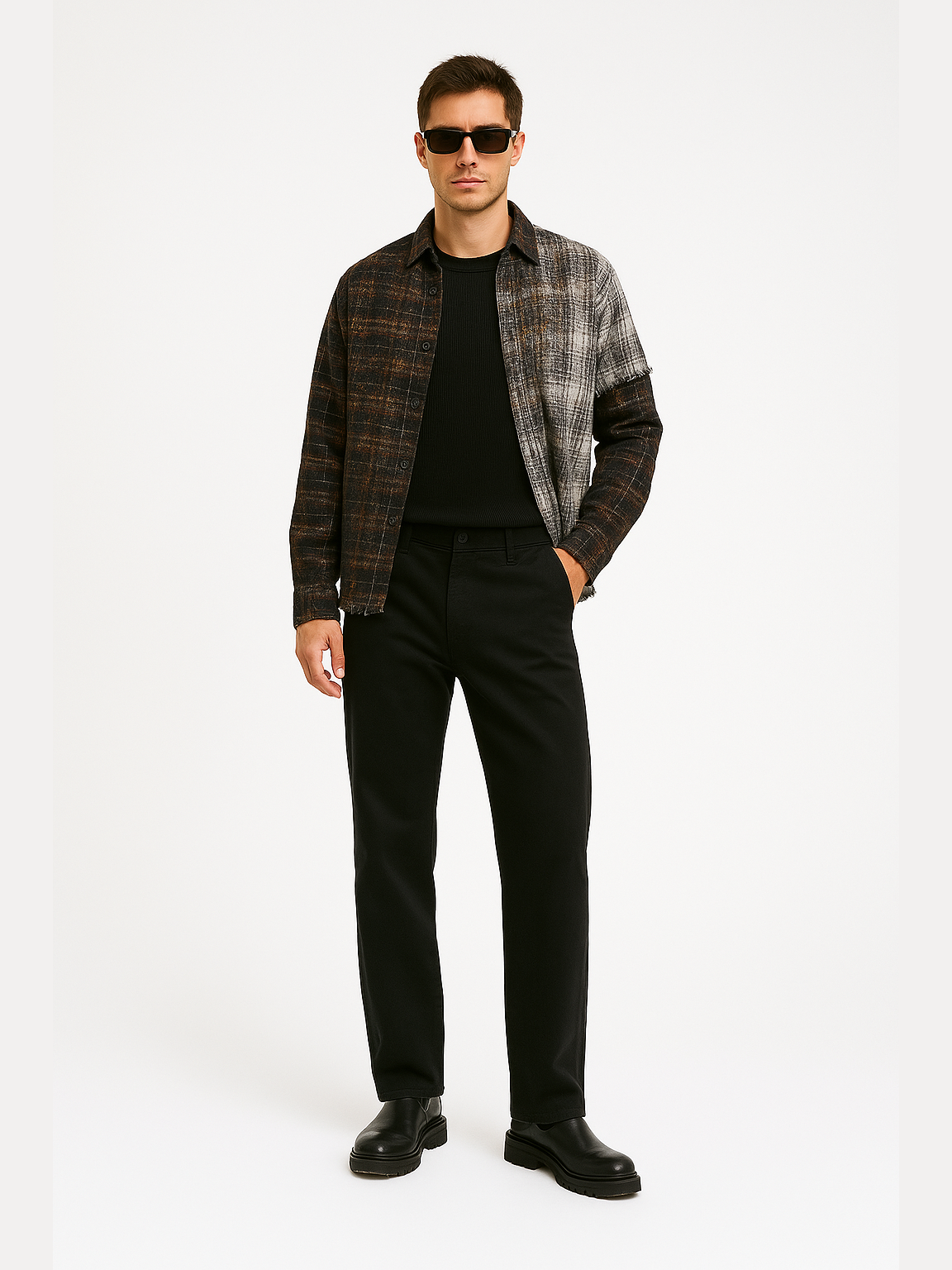 Patchwork Flannel Fringe Shirt