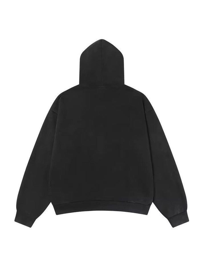 Minimalist Zip-Up Hoodie in Matte Black