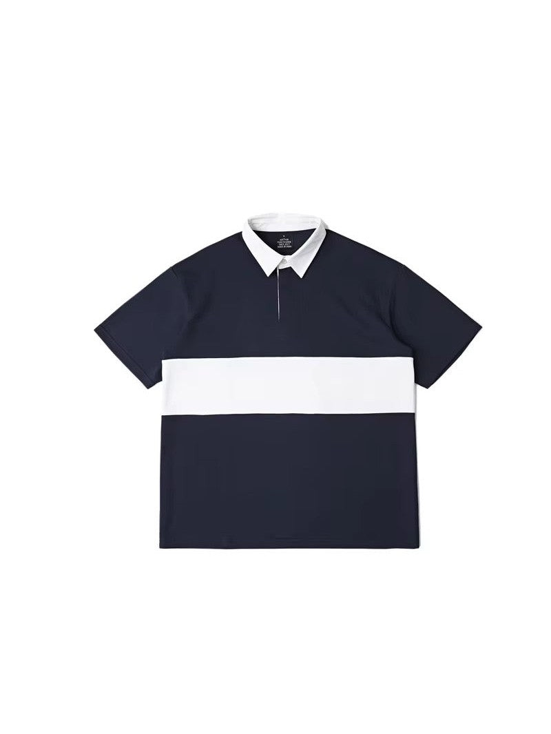 Colorblock Polo Shirt – Navy/White
