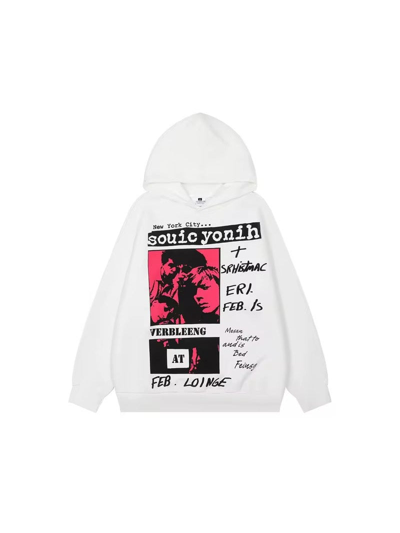 Vintage Punk Graphic Print Hoodie