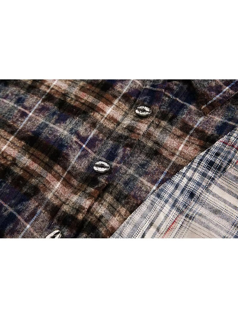 Patchwork Flannel Fringe Shirt