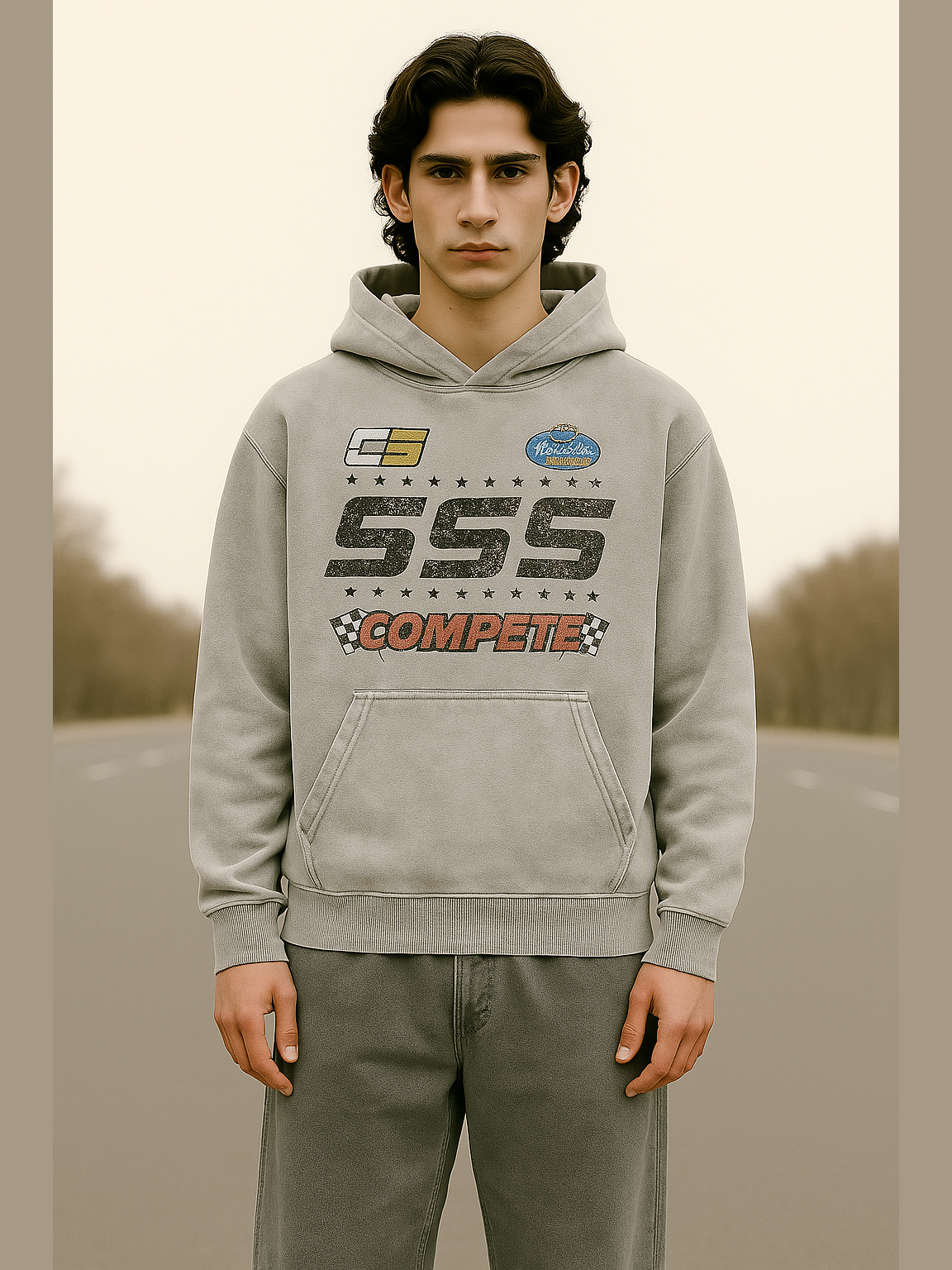 SSS “COMPETE” Vintage Racing Hoodie – Washed Collection