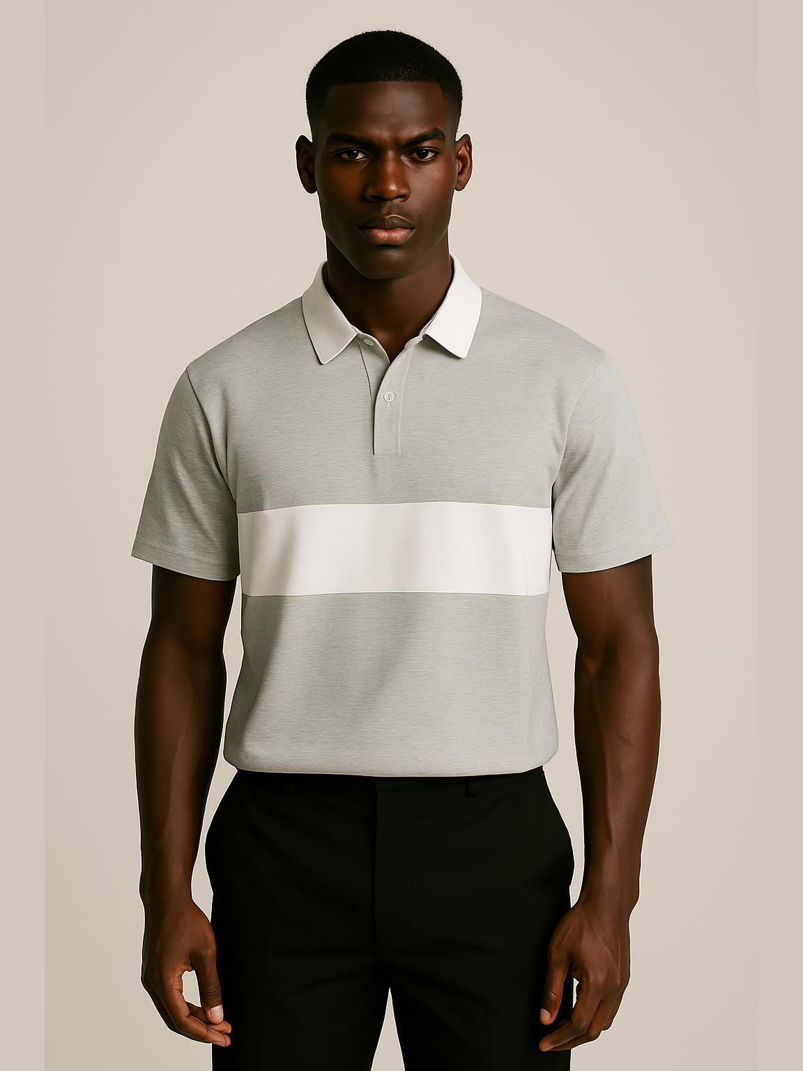 Colorblock Polo Shirt – Navy/White