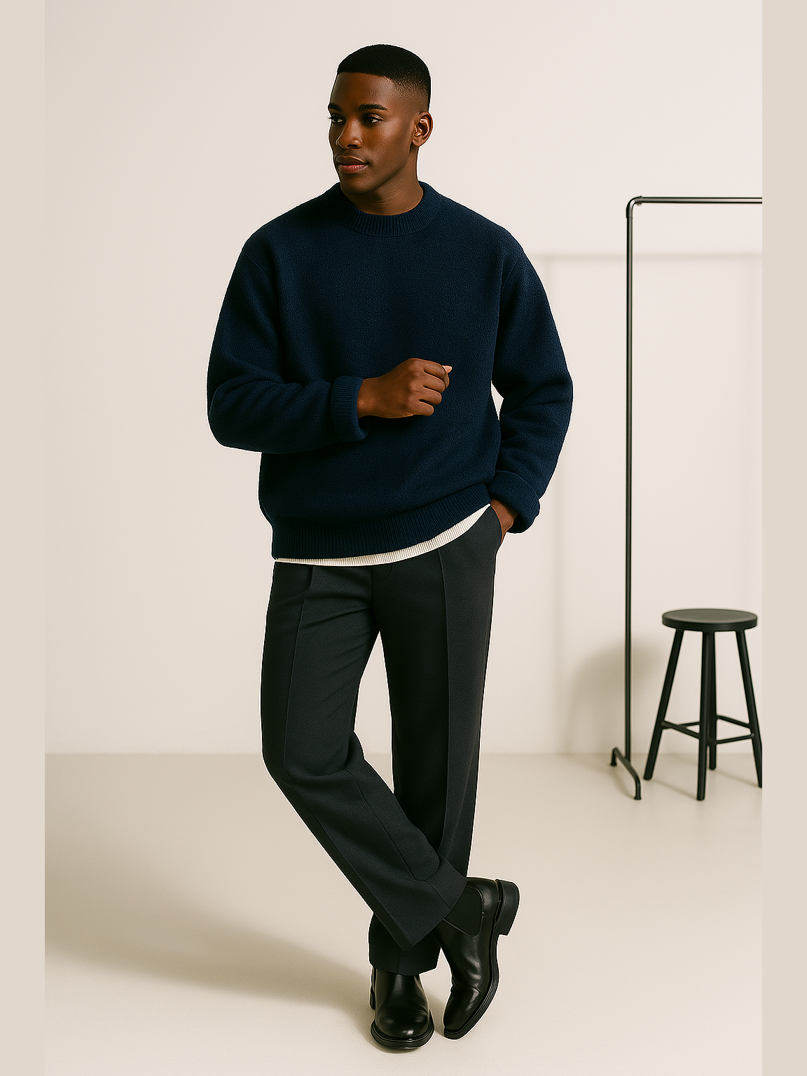 Ultra-Warm Navy Turtleneck Fleece