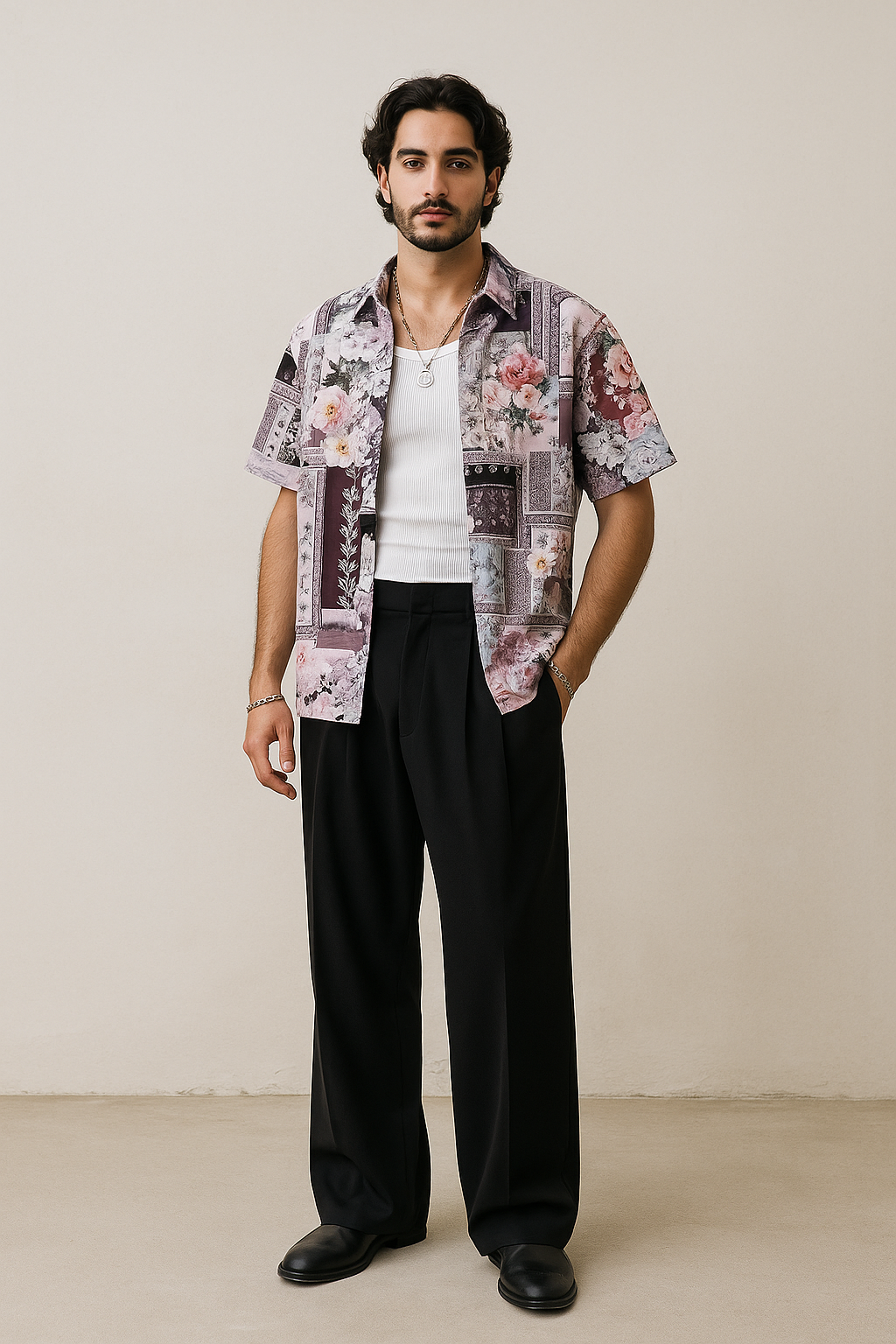 “Gardenframe” Baroque Patchwork Shirt