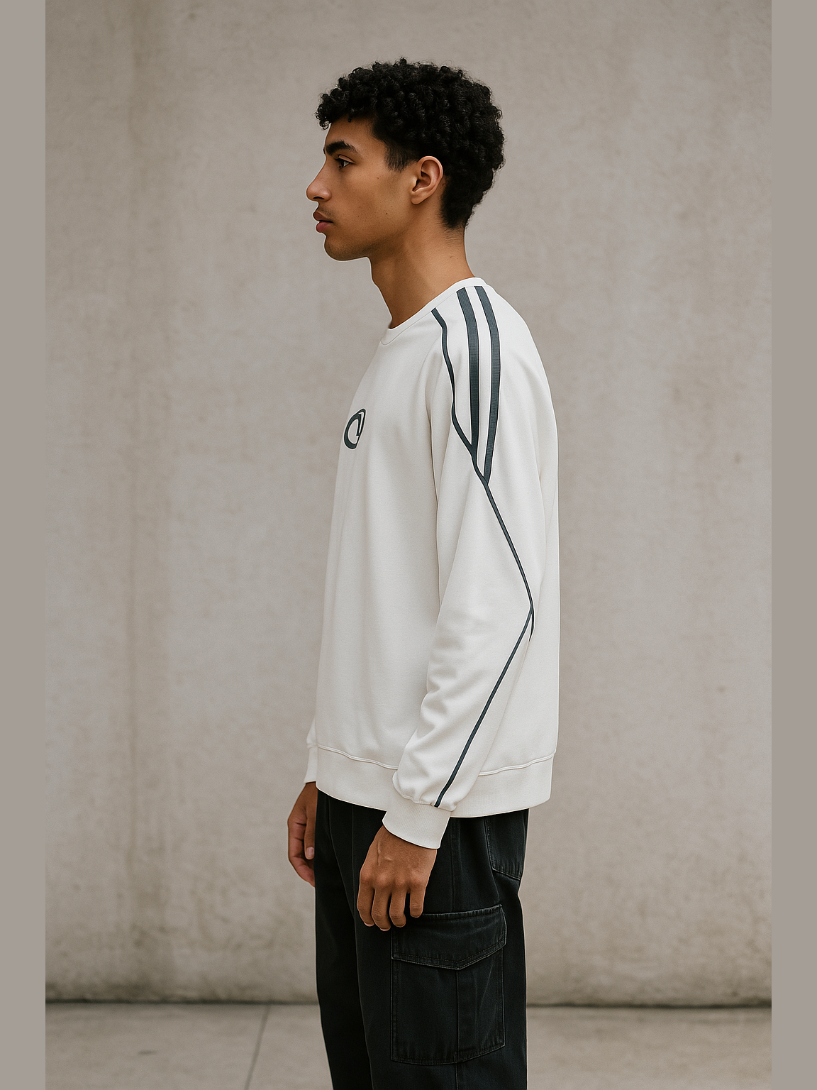 Retro Sports-Inspired Striped Sleeve Long-Sleeve Tee