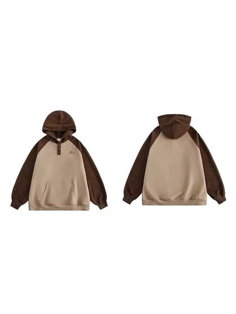 Two-Tone Waffle Sleeve Hoodie