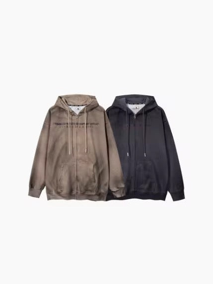 Faded Statement Zip Hoodie