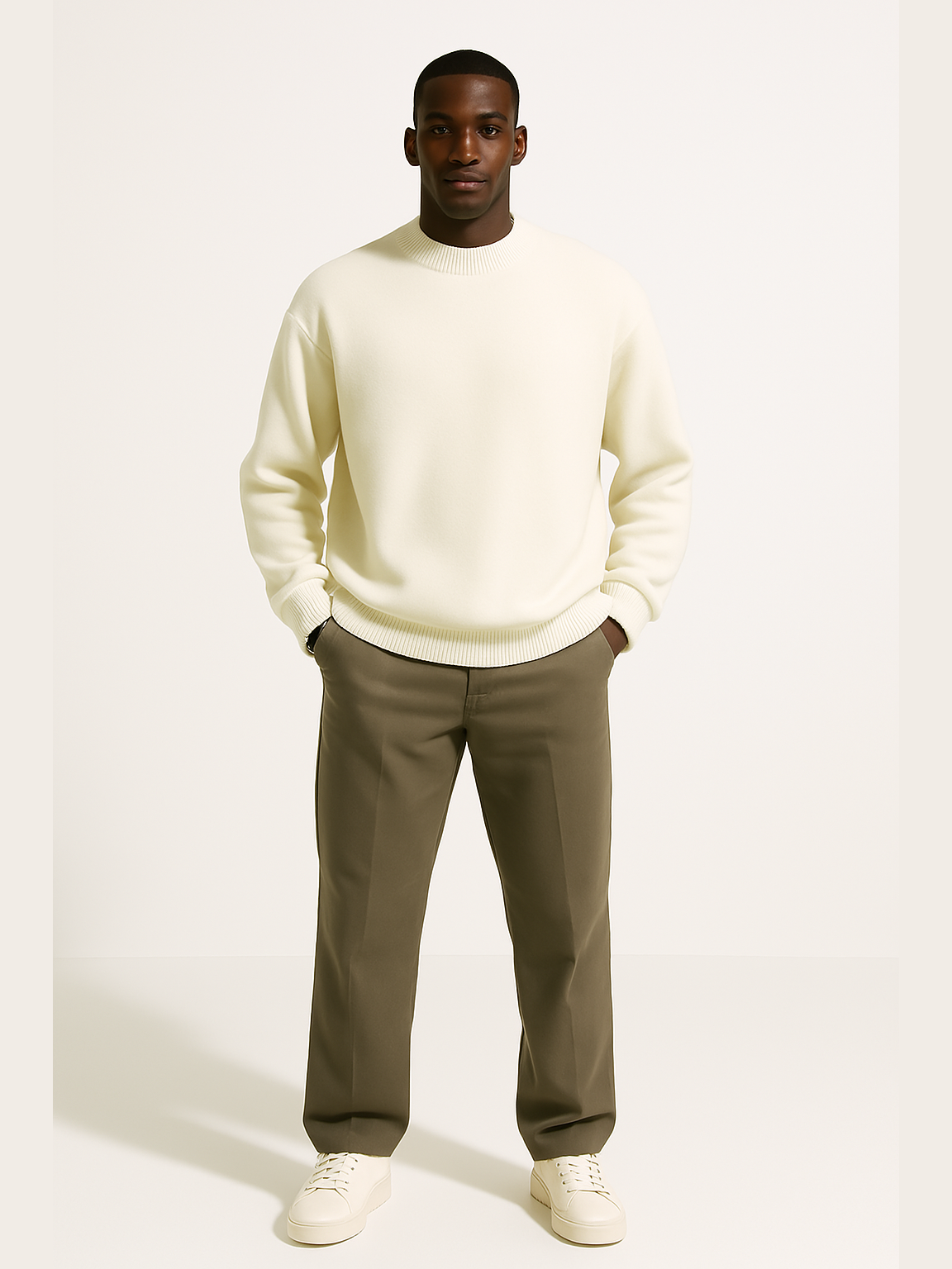 Ultra-Warm Off-White Turtleneck Fleece