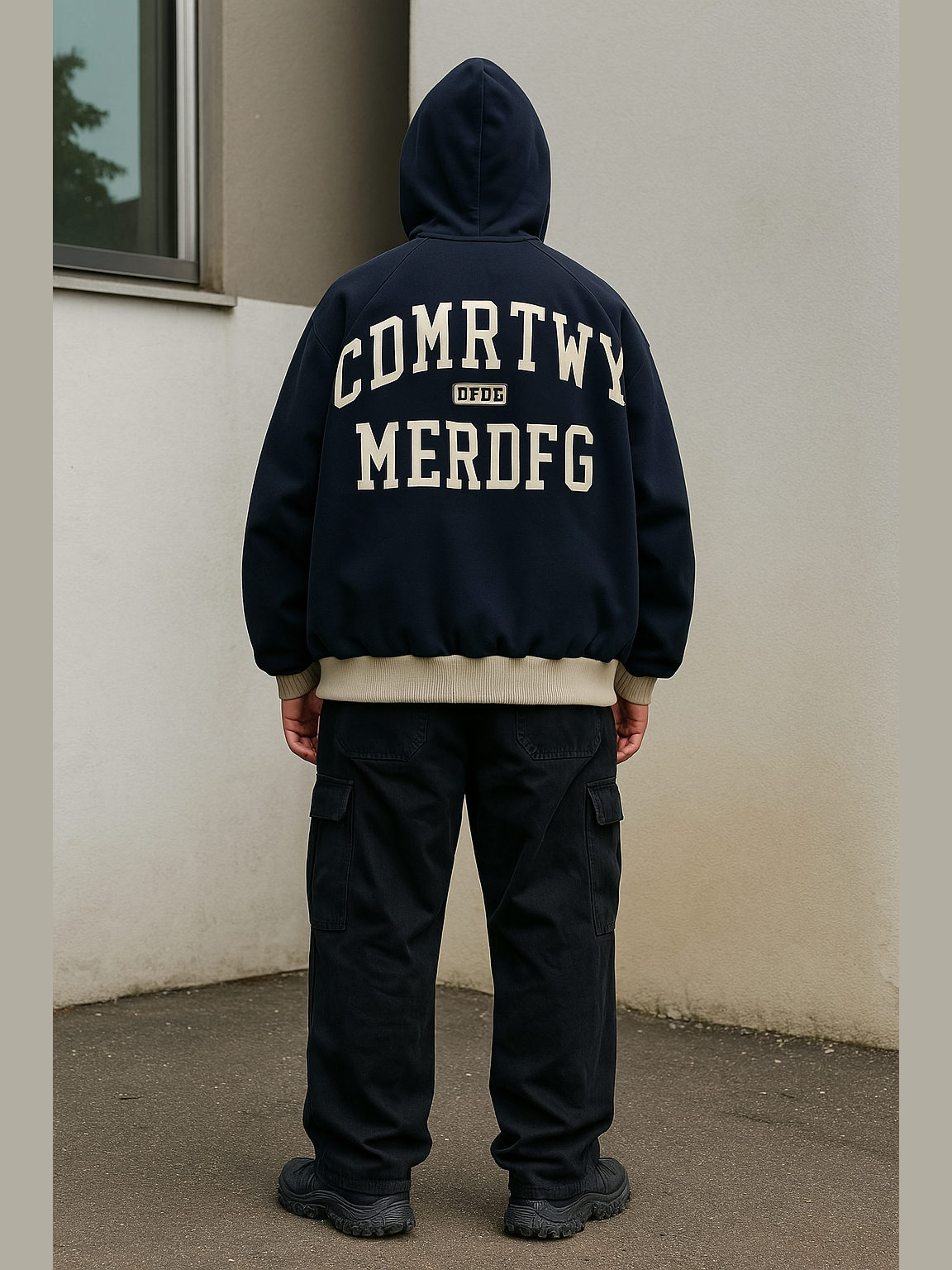 Oversized Varsity-Inspired Hooded Jacket