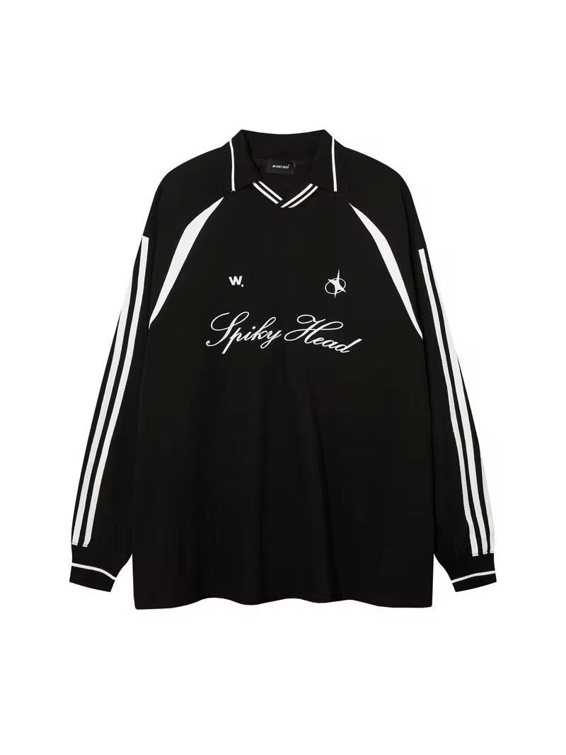 Spiky Head Retro Sports Jersey – Oversized Football-Inspired Shirt