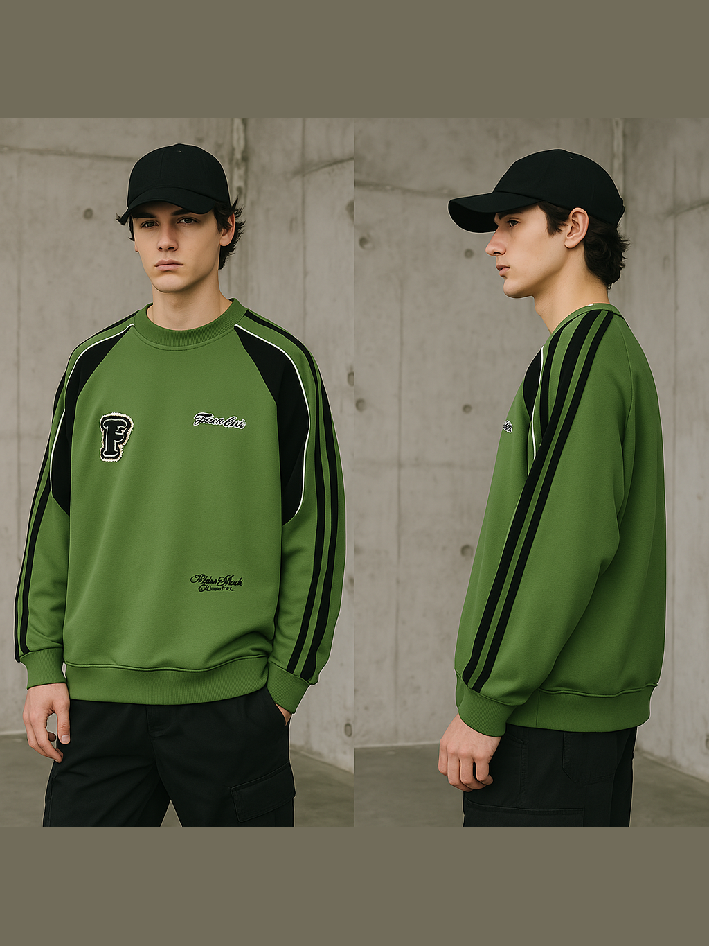 Contrast Panel Varsity-Inspired Sweatshirt