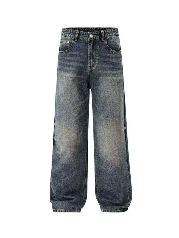 Worn-Out Shadow Wide-Leg Denim