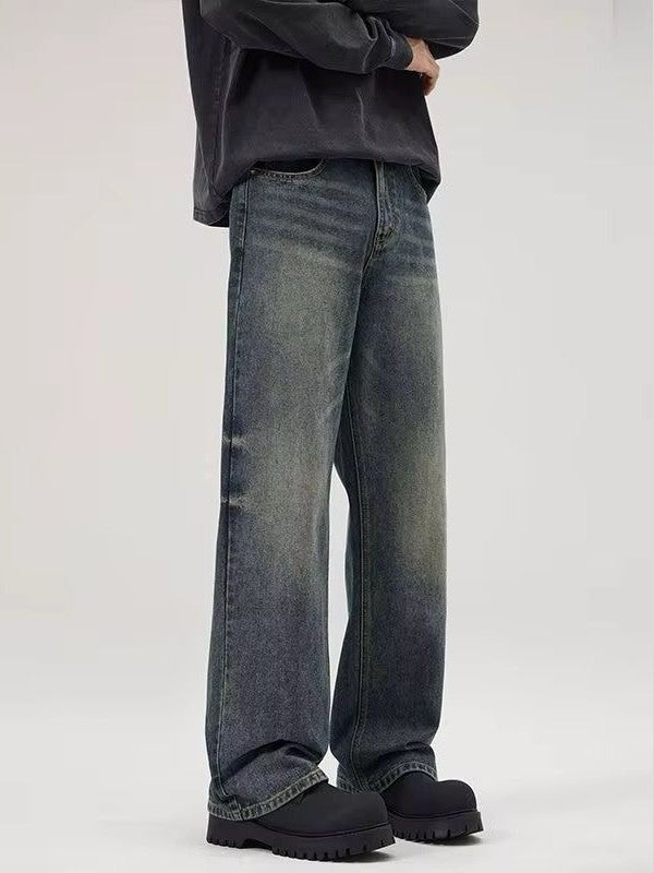 Worn-Out Shadow Wide-Leg Denim