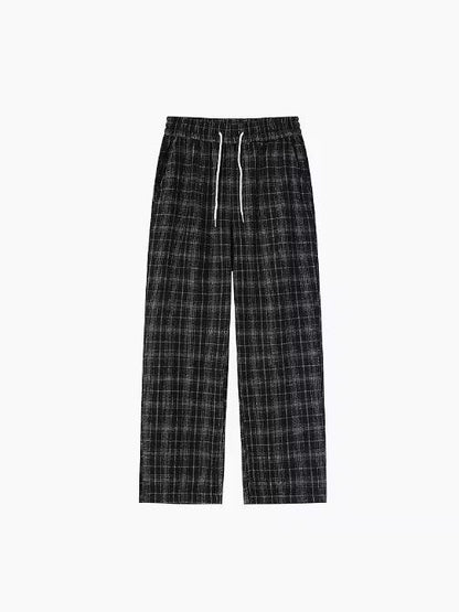 Relaxed Plaid Drawstring Pants