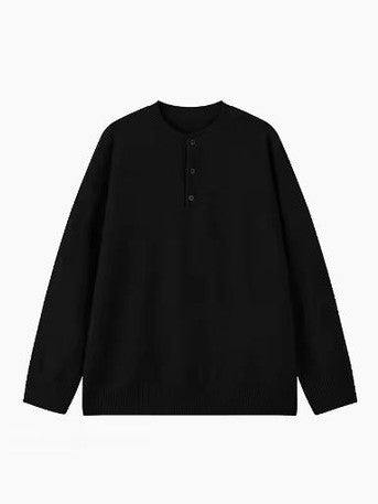 Minimalist Knit Henley Sweater