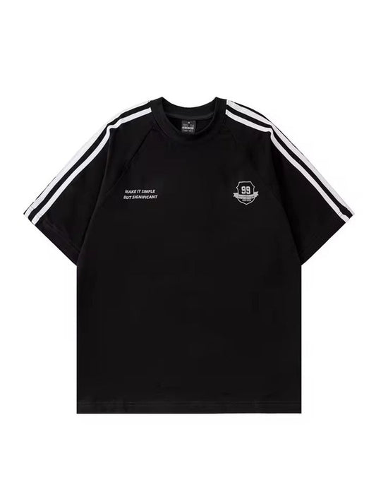“Simple Yet Significant” Varsity Stripe Tee – Jet Black