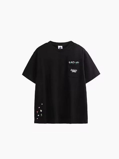 Floral Embroidered Pocket T-Shirt