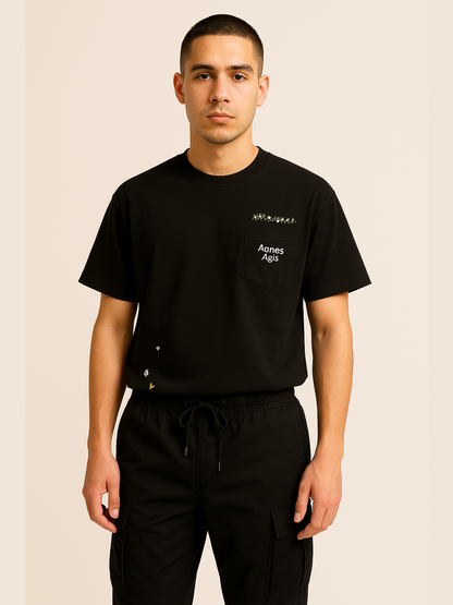 Floral Embroidered Pocket T-Shirt