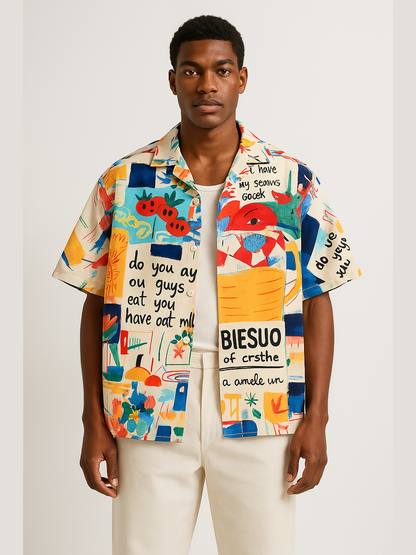 Artistic Graffiti Print Shirt