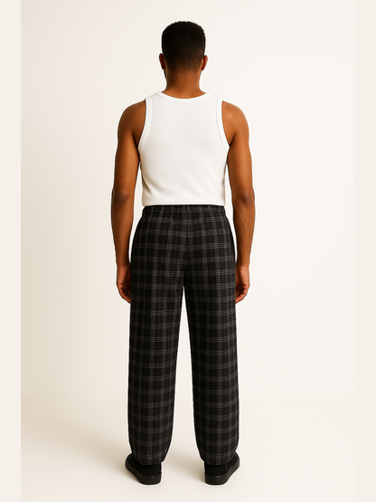Relaxed Plaid Drawstring Pants