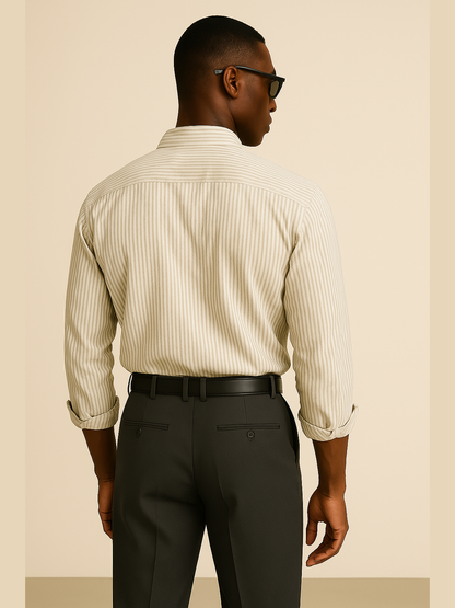 Contrast Elbow Patch Striped Overshirt