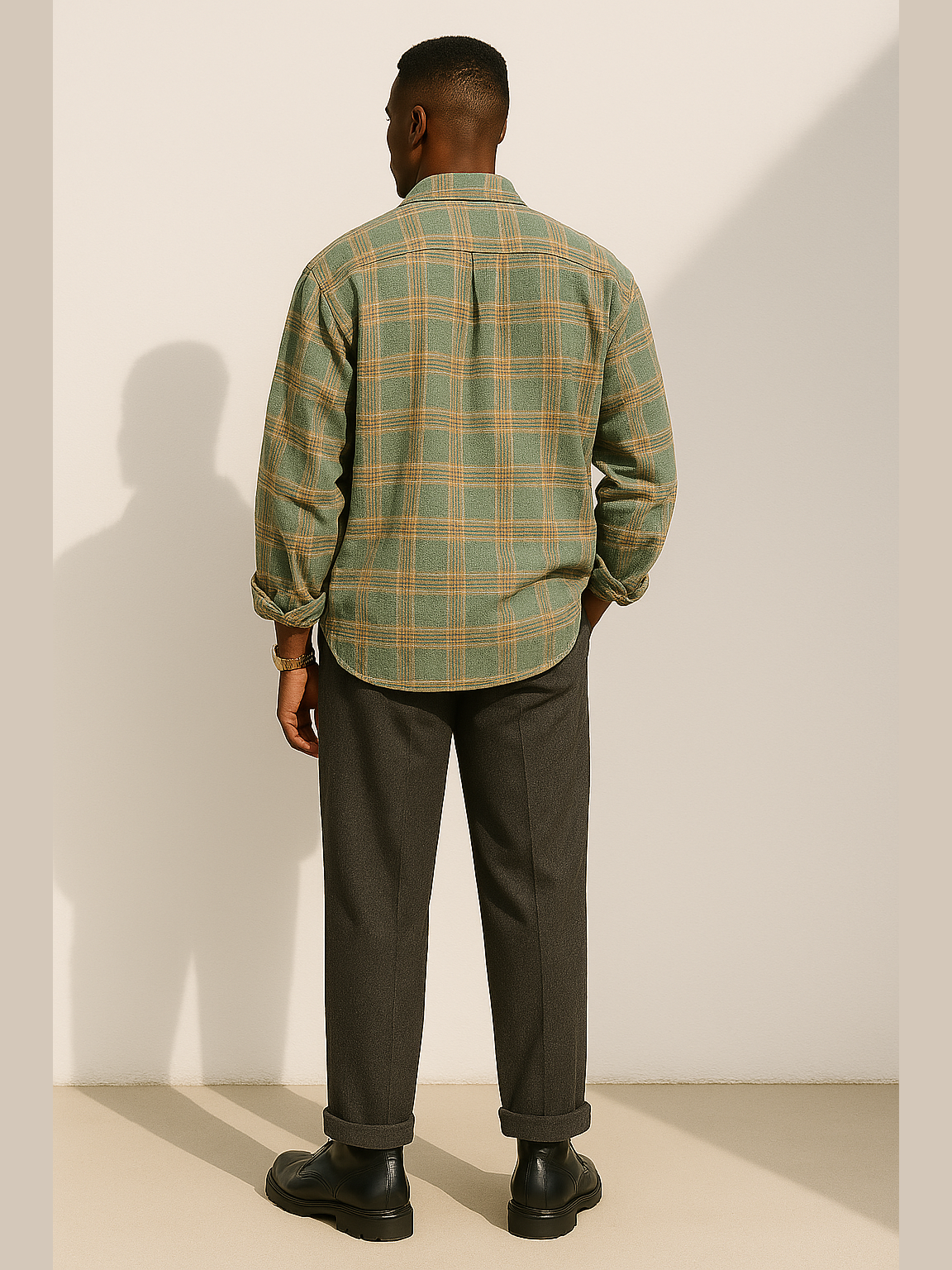 Oversized Brushed Plaid Shirt