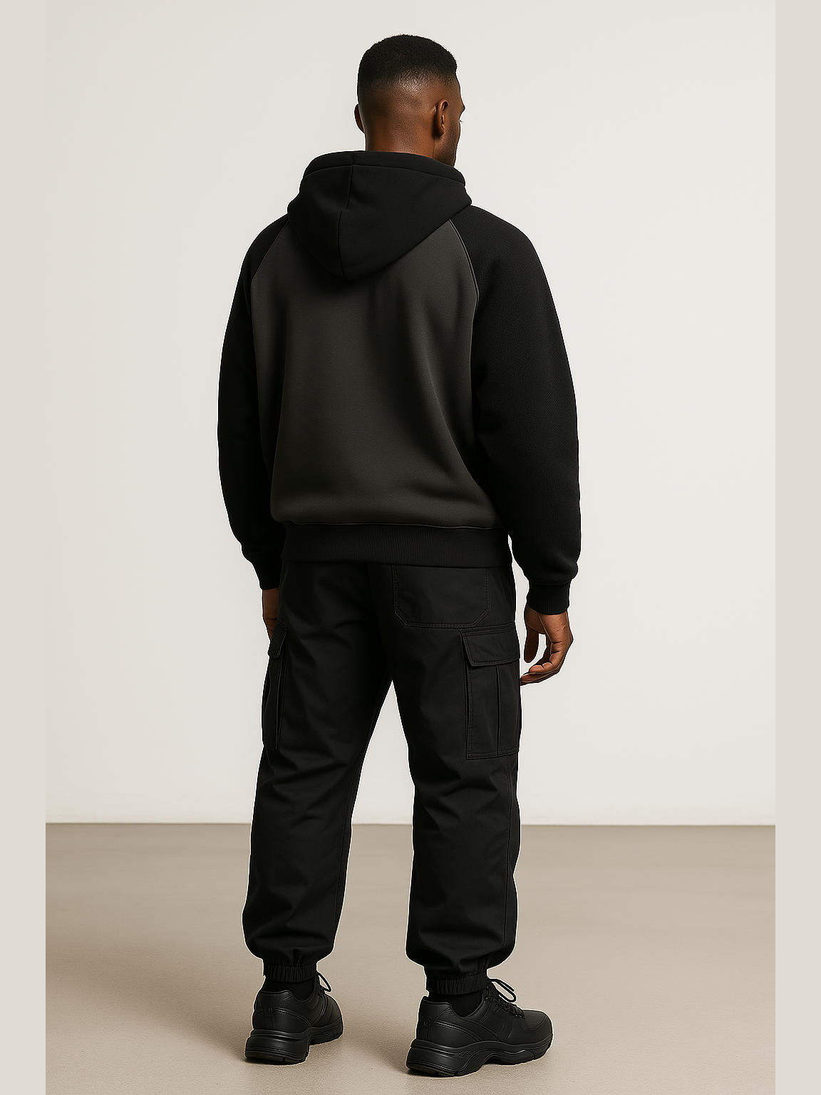 Two-Tone Waffle Sleeve Hoodie