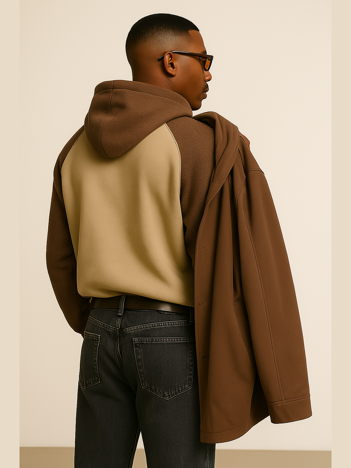 Two-Tone Waffle Sleeve Hoodie